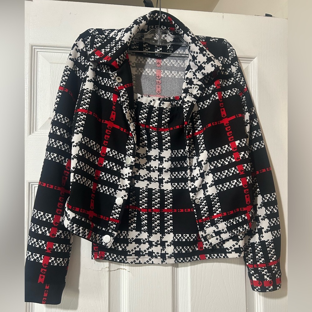 Shein Plaid Skirt & Blazer Set